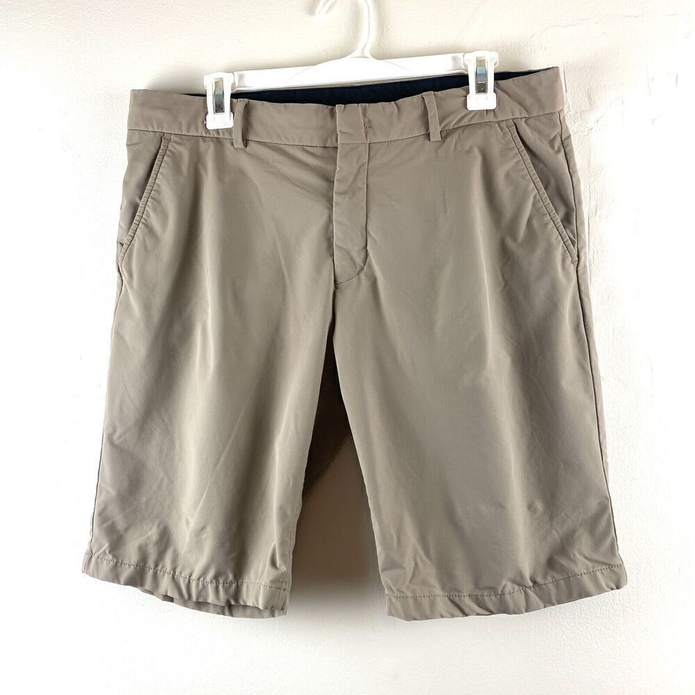 KJUS Men IKE Shorts 10'' inseam Size 50 M Oxford Tan Flat Front Golf Chino